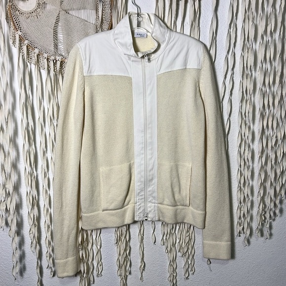 Akris Punto Cream Cashmere Blend Zip Front Knit Sweater Jacket US10 - Picture 7 of 15